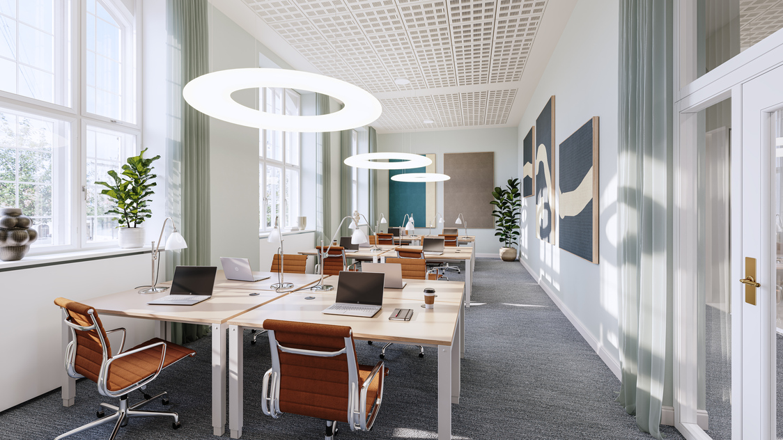 Visualisering af kontoret på Fiolstræde 44, 2. tv., 1171 København K | Billede til print