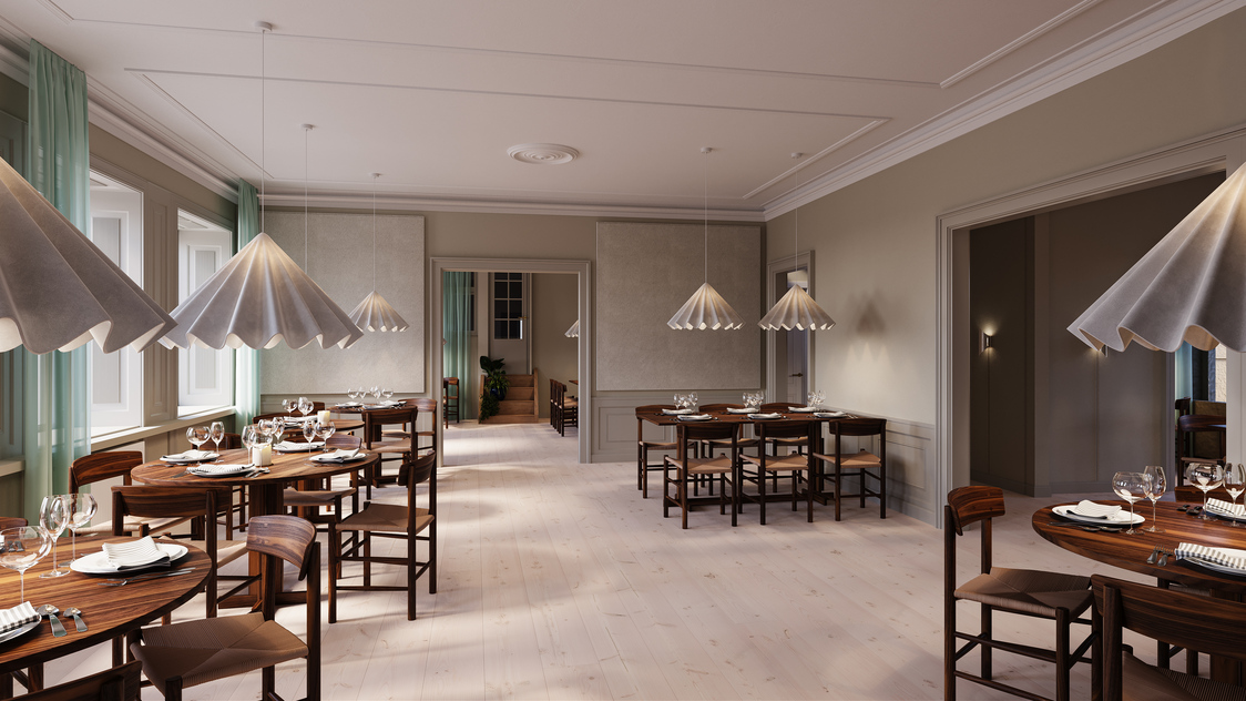 Visualisering af restauranten på Kompagnistræde 20, parterre & st. th., 1208 København K | Billede til print
