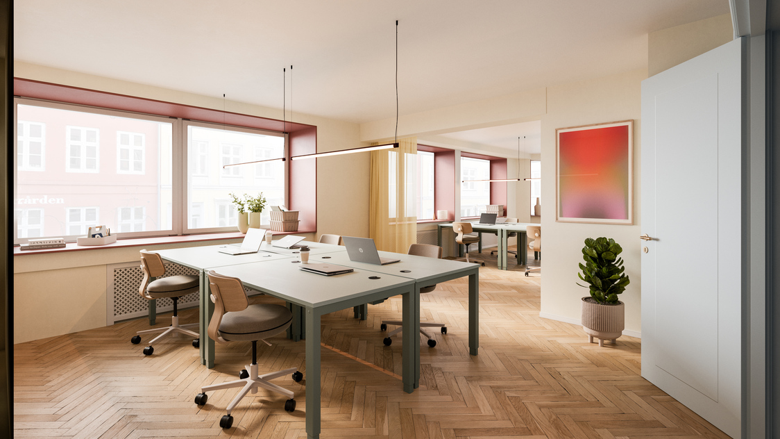 Visualisering til kontor på Kronprinsensgade 13, 1. tv., 1114 København K | Billede til print