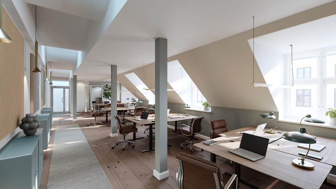Visualisering af kontoret på Sankt Annæ Plads 3A, 1250 København K | Billede til print