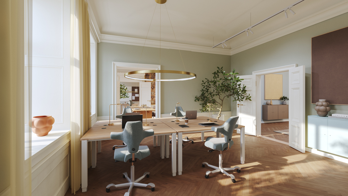 Visualisering af kontoret på Store Kongensgade 68, st. th., 1264 København K | Billede til print