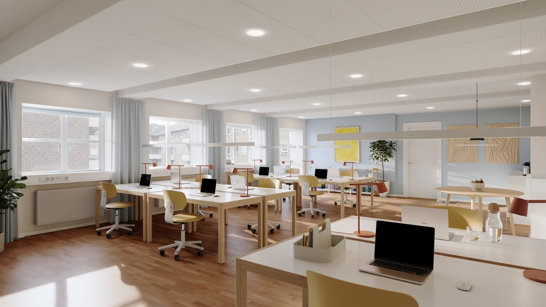 Visualisering til kontor på Sankt Nikolaj Vej 8, 4. sal, 1953 Frederiksberg C | Billede til print