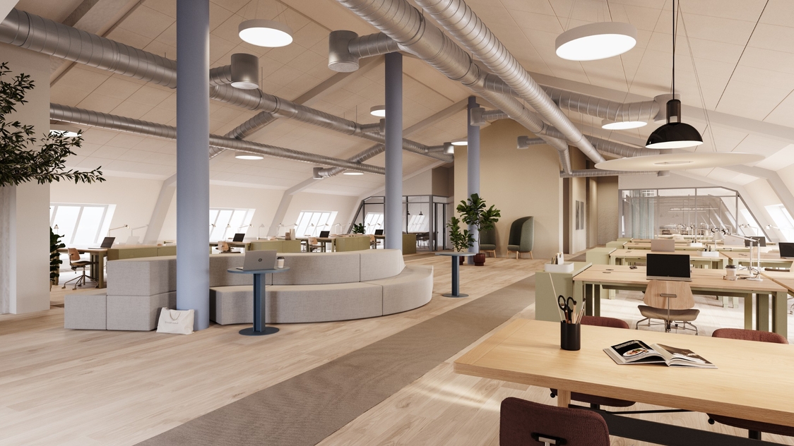 Visualisering af kontoret på Dampfærgevej 21, 5. tv., 2100 København Ø | Billede til print