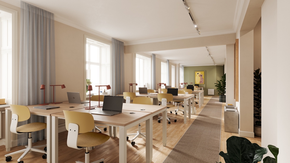 Visualisering til kontor på Vester Voldgade 7A, 1.sal, 1552 København V | Billede til print