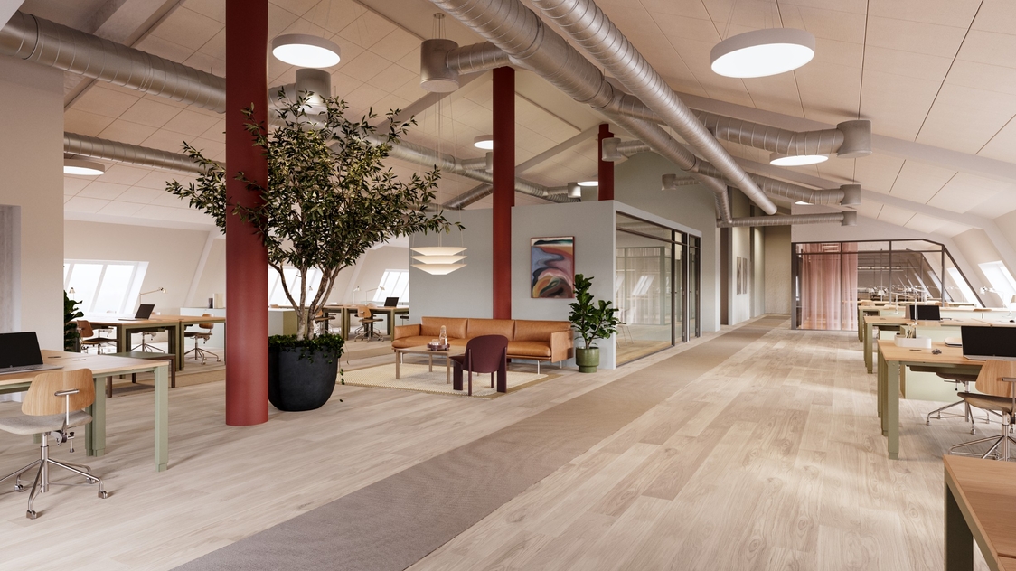 Visualisering af kontoret på Dampfærgevej 21, 5. tv., 2100 København Ø | Billede til print