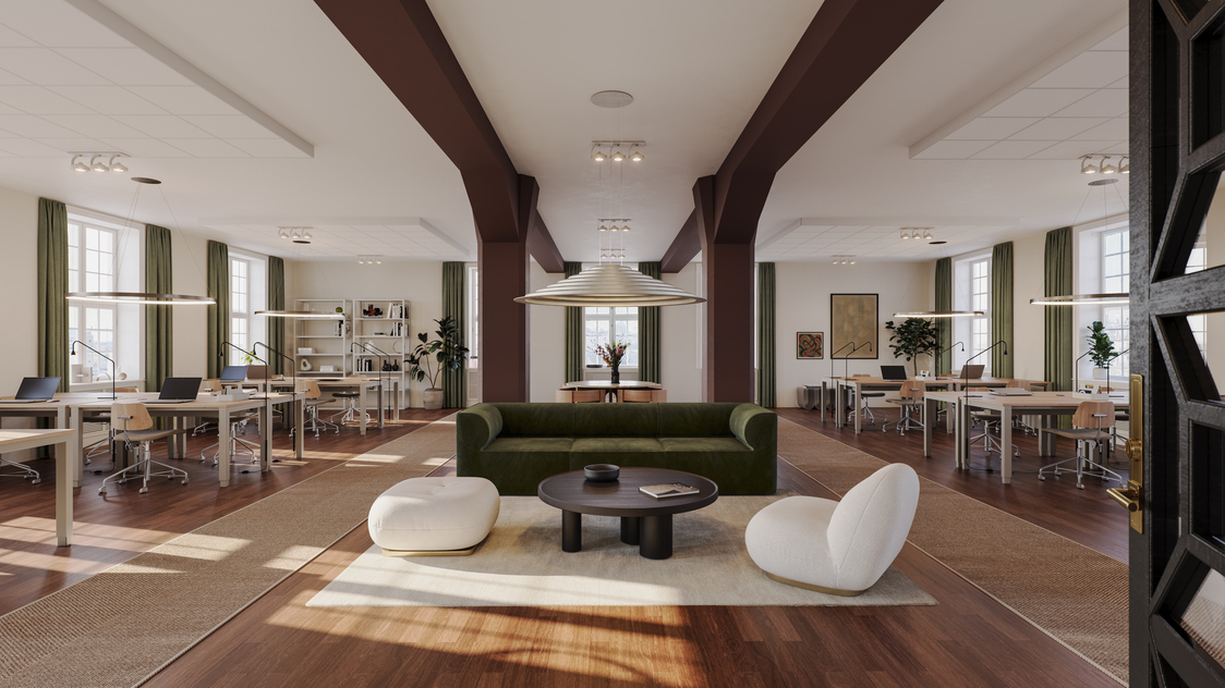 Visualisering af kontoret på Dampfærgevej 3, .3. sal, 2100 København Ø | Billede til print