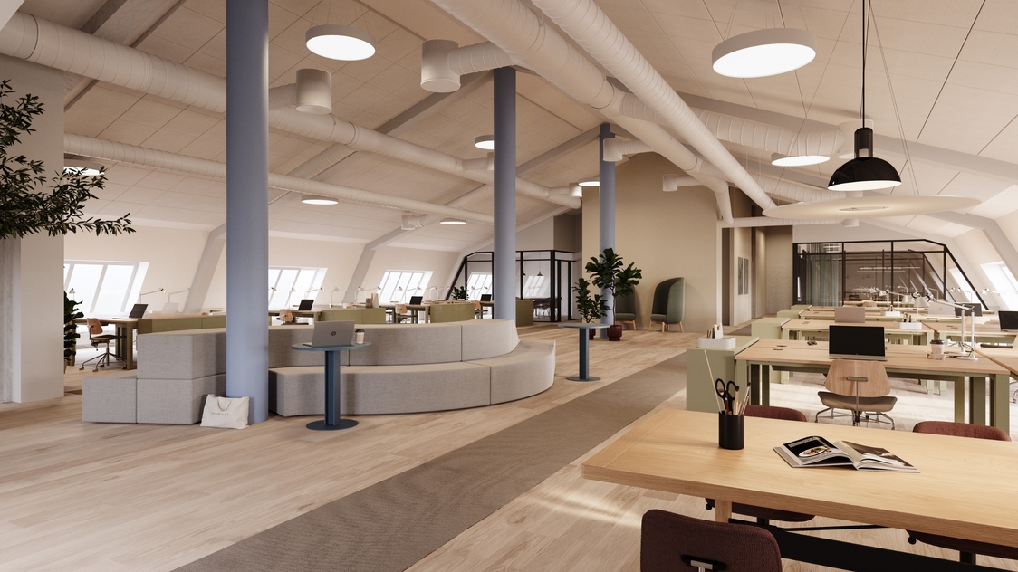 Visualisering af kontoret på Dampfærgevej 21, 5. tv., 2100 København Ø | Billede til print