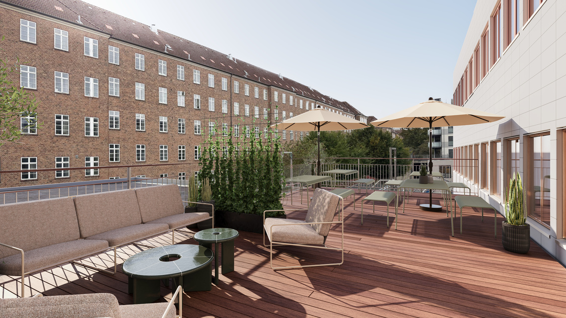 Tagterrasse til kontor på Østerbrogade 125, 5 medarbejdere, 2100 København Ø* | Billede til print