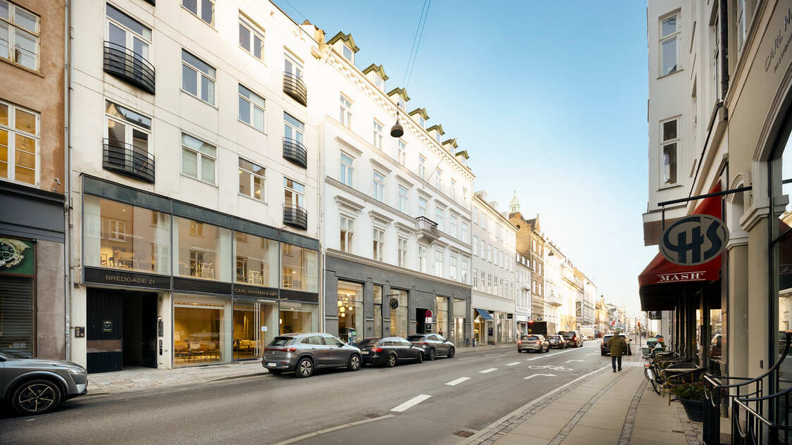 Bygningen med kontoret på Bredgade 21B, 1. sal, 1260 København K | Billede til print