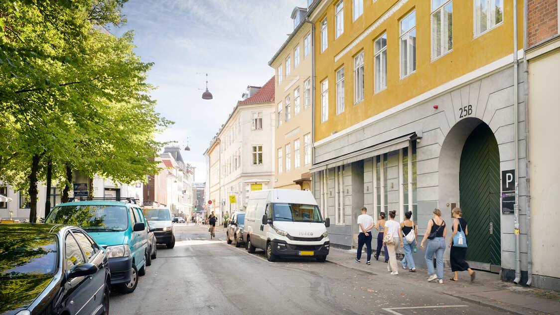 Facade til boligen på Nikolaj Plads 25B, 3. th., 1067 København K | Billede til print
