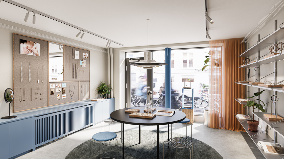 Visualisering af butikken på Kronprinsensgade 4-6, butik 1 | Billede til print