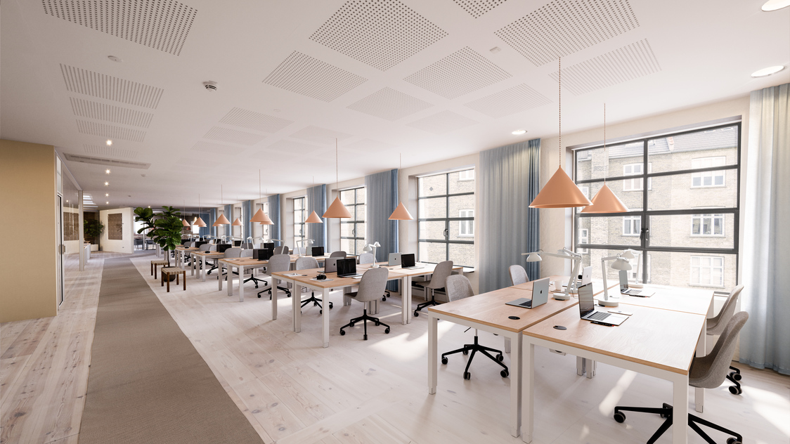 Visualisering af kontoret på Livjægergade 17B, 3. sal, 2100 København Ø | Billede til print